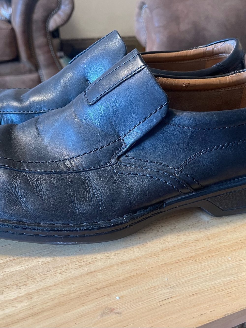 Clarks Collection Men’s Black Leather Slip-On Dress Loafer Round Toe US 13 W